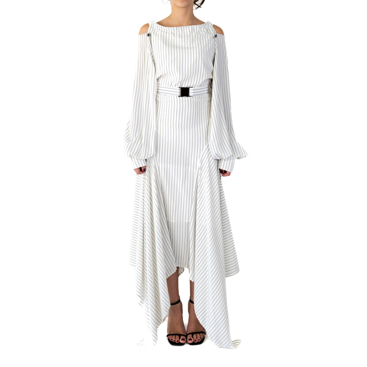 Amal Al Mulla Navy Striped Dress