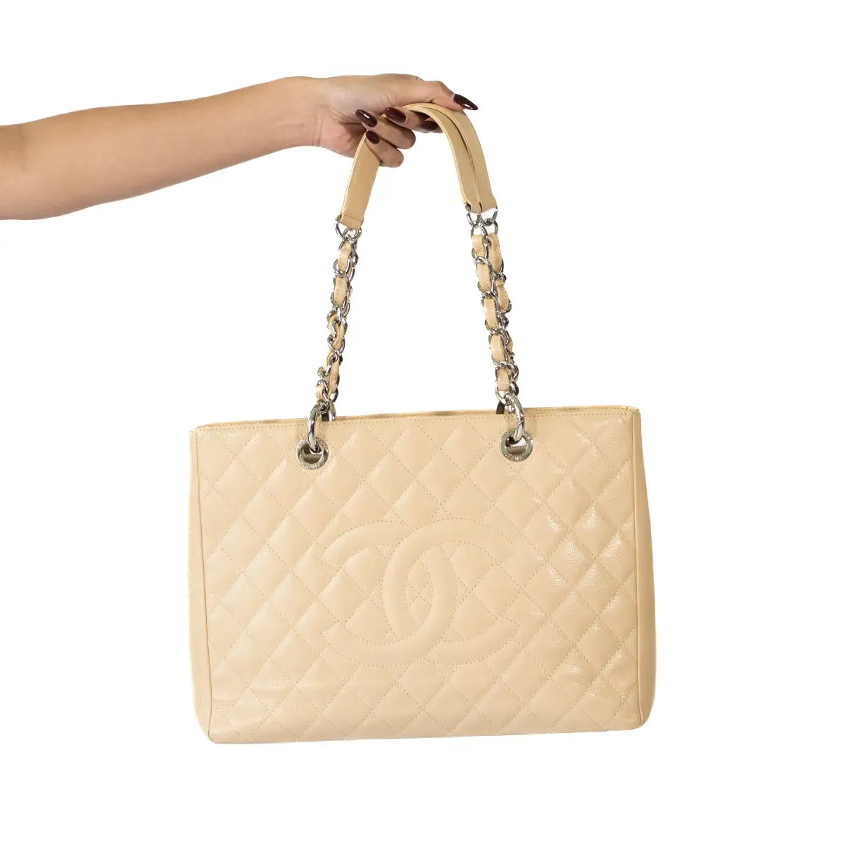 Chanel Beige Caviar Shopping Tote